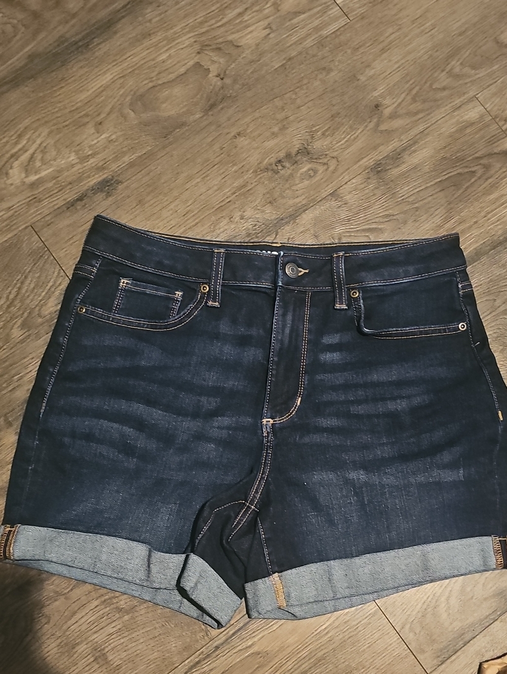 Sonoma jean Shorts Dark Denim Rolled Cuff Stretch Size 10 Women